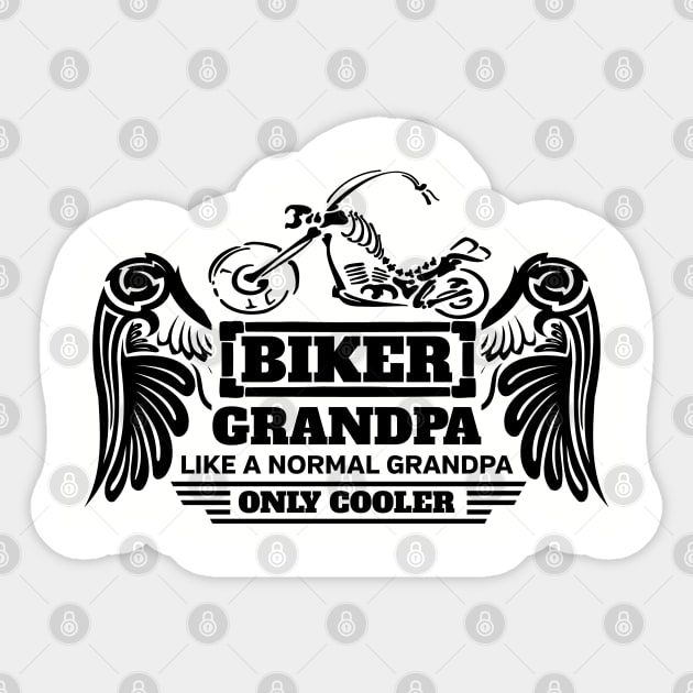 Biker Grandpa Normal Only Cooler Black Skeleton Bike Sticker by EPDROCKS